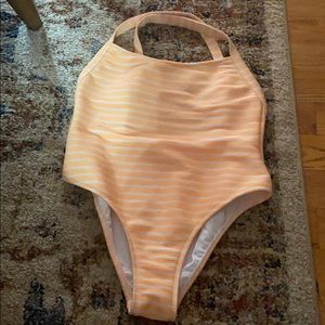 Yellow Striped One Piece Bathing Suit